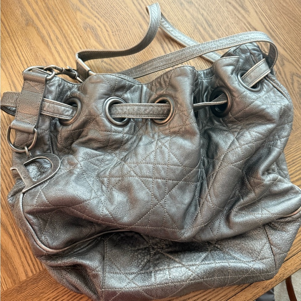 Dior Metallic Gray Shoulder Bag